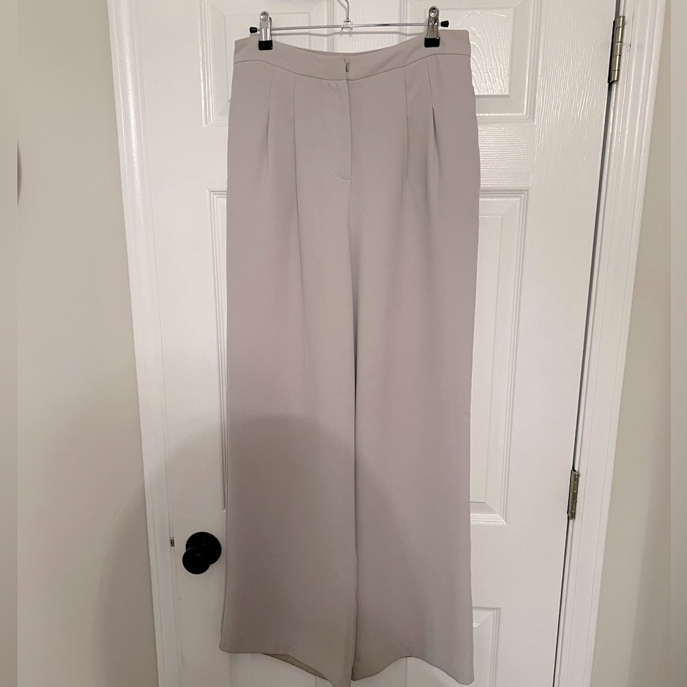 Light Grey High Waist Wide Leg Trouser Large F21